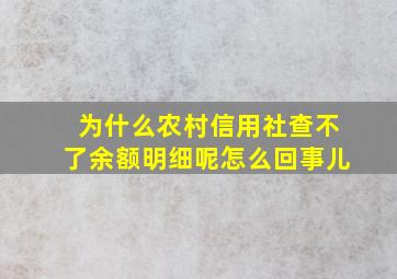 为什么农村信用社查不了余额明细呢怎么回事儿