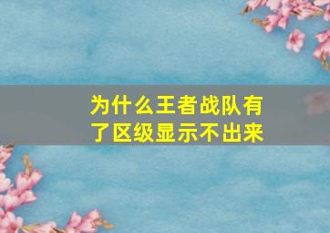 为什么王者战队有了区级显示不出来