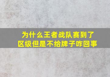 为什么王者战队赛到了区级但是不给牌子咋回事