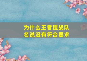 为什么王者搜战队名说没有符合要求