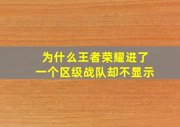 为什么王者荣耀进了一个区级战队却不显示