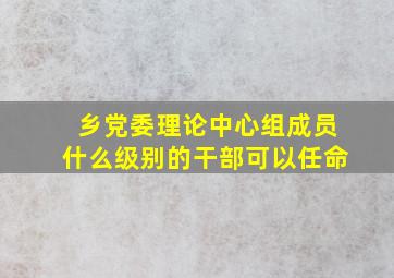 乡党委理论中心组成员什么级别的干部可以任命