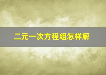 二元一次方程组怎样解