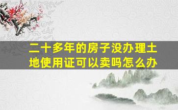 二十多年的房子没办理土地使用证可以卖吗怎么办