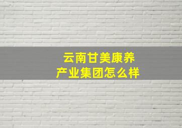 云南甘美康养产业集团怎么样