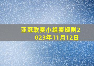 亚冠联赛小组赛规则2023年11月12日