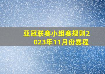 亚冠联赛小组赛规则2023年11月份赛程