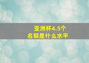 亚洲杯4.5个名额是什么水平