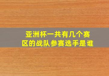 亚洲杯一共有几个赛区的战队参赛选手是谁