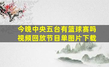 今晚中央五台有篮球赛吗视频回放节目单图片下载