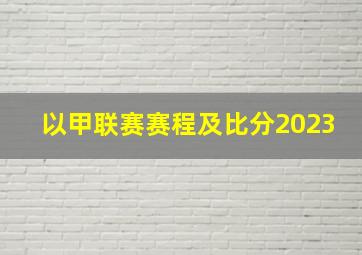 以甲联赛赛程及比分2023