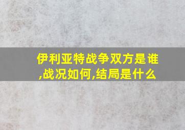 伊利亚特战争双方是谁,战况如何,结局是什么