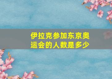 伊拉克参加东京奥运会的人数是多少