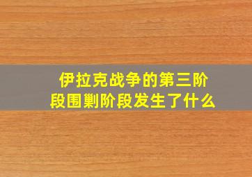 伊拉克战争的第三阶段围剿阶段发生了什么