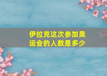 伊拉克这次参加奥运会的人数是多少