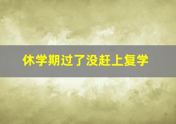 休学期过了没赶上复学