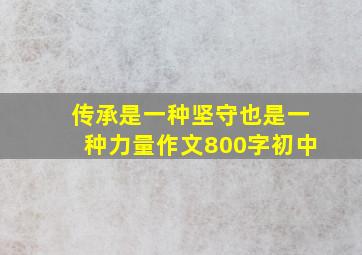 传承是一种坚守也是一种力量作文800字初中