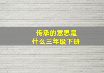 传承的意思是什么三年级下册