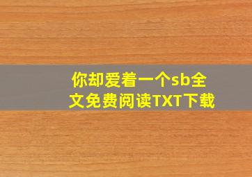 你却爱着一个sb全文免费阅读TXT下载