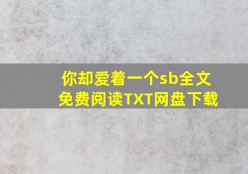 你却爱着一个sb全文免费阅读TXT网盘下载