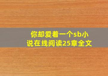 你却爱着一个sb小说在线阅读25章全文