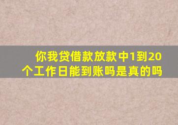 你我贷借款放款中1到20个工作日能到账吗是真的吗