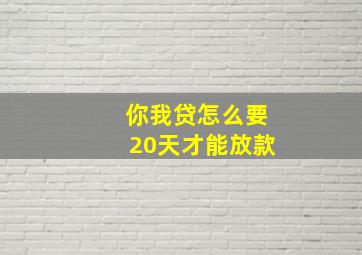 你我贷怎么要20天才能放款