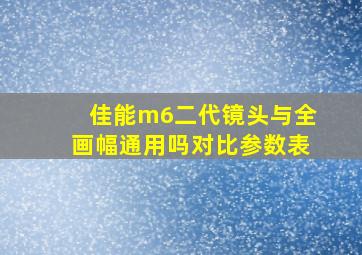 佳能m6二代镜头与全画幅通用吗对比参数表