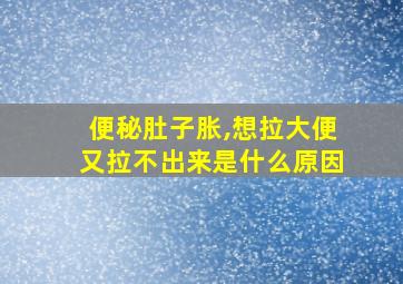 便秘肚子胀,想拉大便又拉不出来是什么原因