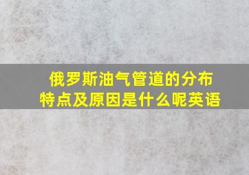 俄罗斯油气管道的分布特点及原因是什么呢英语