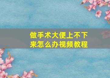 做手术大便上不下来怎么办视频教程