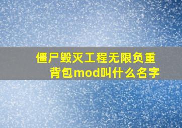 僵尸毁灭工程无限负重背包mod叫什么名字