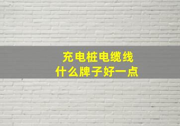 充电桩电缆线什么牌子好一点