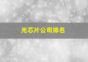 光芯片公司排名