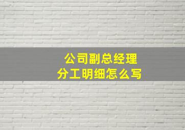 公司副总经理分工明细怎么写