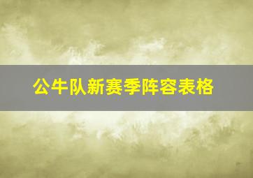 公牛队新赛季阵容表格