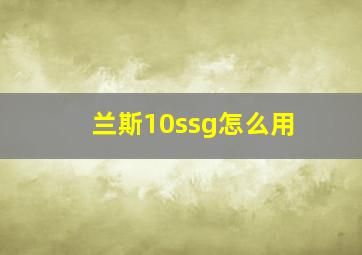 兰斯10ssg怎么用