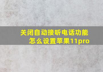 关闭自动接听电话功能怎么设置苹果11pro