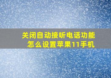 关闭自动接听电话功能怎么设置苹果11手机