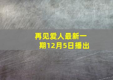 再见爱人最新一期12月5日播出