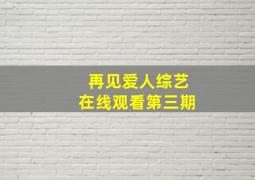 再见爱人综艺在线观看第三期