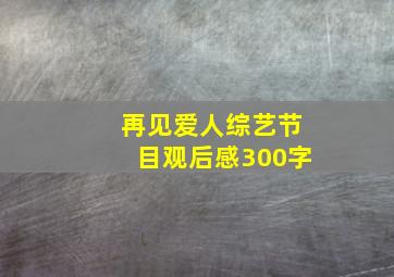 再见爱人综艺节目观后感300字