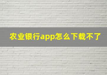 农业银行app怎么下载不了