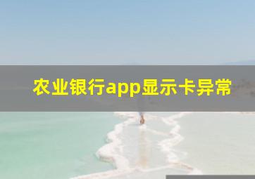 农业银行app显示卡异常