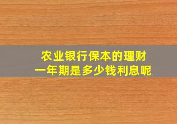 农业银行保本的理财一年期是多少钱利息呢