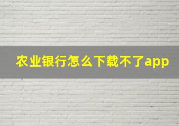 农业银行怎么下载不了app