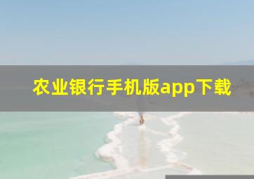 农业银行手机版app下载