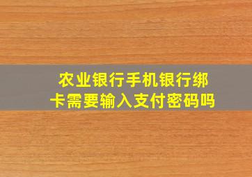 农业银行手机银行绑卡需要输入支付密码吗