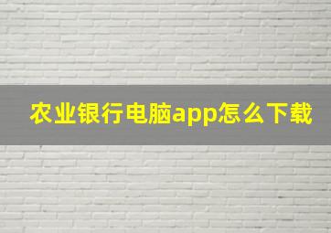 农业银行电脑app怎么下载