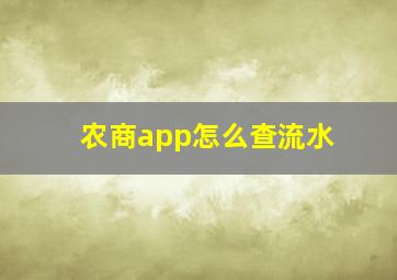 农商app怎么查流水